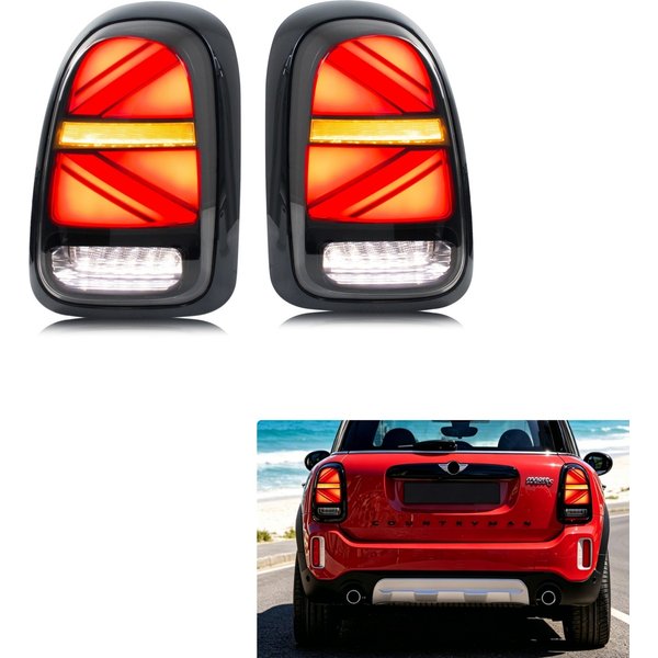 LED-Rückleuchten für BMW Mini Cooper Countryman 2017-2023 F60 Cooper S mit sequenziellem Blinker, Facelift-Pfeil-DRL, Nebelschlussleuchte, Heckleuchten-Set