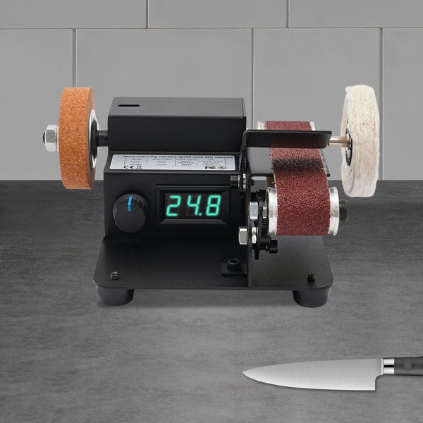 Mini-Bandschleifer mit LCD-Display, 350 W, 0–10.000 U/min, einstellbare Geschwindigkeit, 30 x 340 mm, Schleifschleifer, Polierer mit Motor aus reinem Kupfer