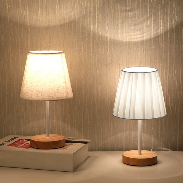 Lampe de Table en bois alimentée par USB, lampe de chevet à lumière chaude avec abat-jour cylindrique, lampe de bureau, décoration de chambre à coucher et de maison