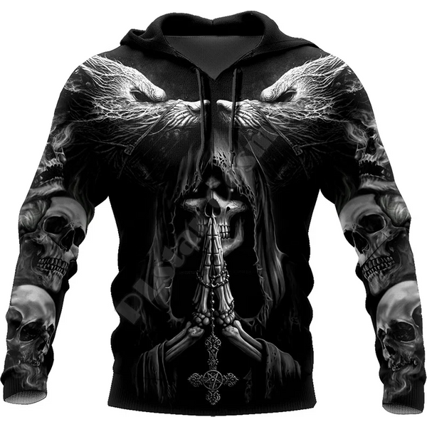 Sweat à capuche unisexe avec graphiques de crâne pour homme, haut à la mode 3D, Hip Hop, surdimensionné, vêtements décontractés, nouvelle collection hiver et automne