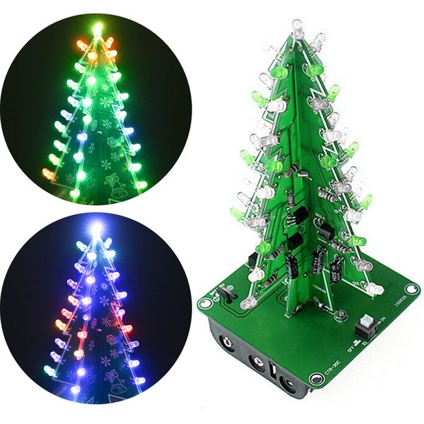 Bricolage coloré facile à fabriquer lumière LED arbre de noël Kit d'apprentissage électronique Module 37 pièces lumière LED bricolage cadeau de noël