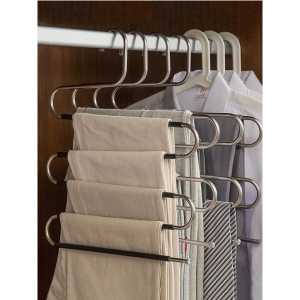 Cintre multifonctionnel en forme de S pour porte-vêtements, organisateur de placard réglable, support de rangement pour pantalons, étagère de rangement pour cravates