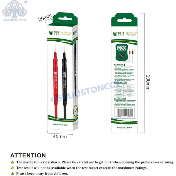 BST 050 JP Sonde de multimètre à conductivité supérieure pour multimètre numérique, pointe d'aiguille pour test de courant et de tension, câble de test, outils