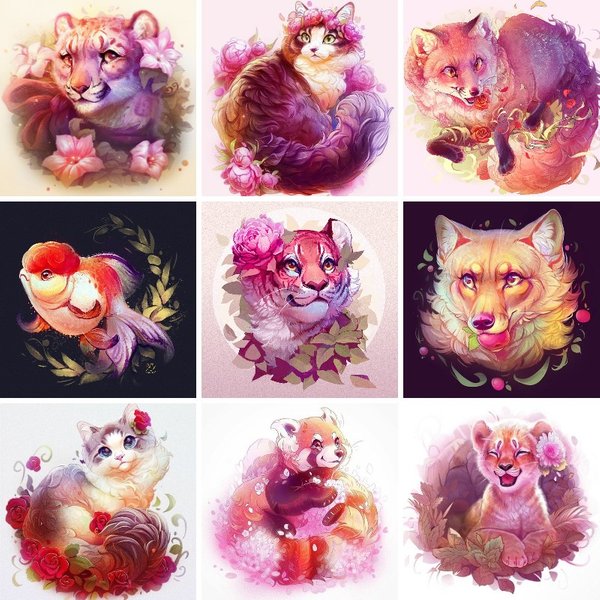 Peinture diamant 5D, perceuse complète, Animal rose, tigre, chat, poisson, ours, cerf, mosaïque, Kits de broderie, bricolage, strass, peinture, décor, cadeau