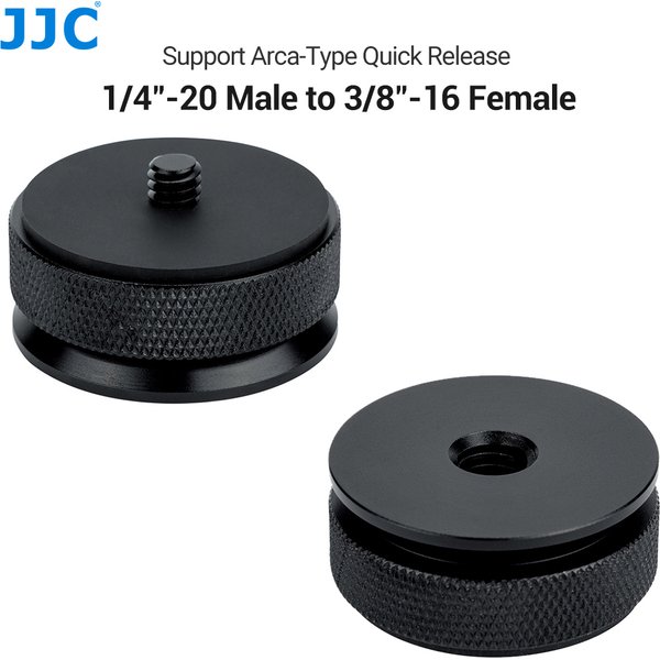 JJC Arca-Type 1/4 to 3/8 Thread Screw Converter 1/4"-20 Male to 3/8"-16 Female Metal Adapter for Cameras Tripods Monopods Flash