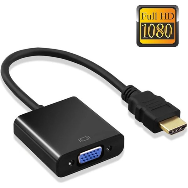 Convertisseur de câble HDMI vers VGA avec alimentation audio, adaptateur pour tablette, ordinateur portable, PC, TV, HD 1080P, mâle vers femelle