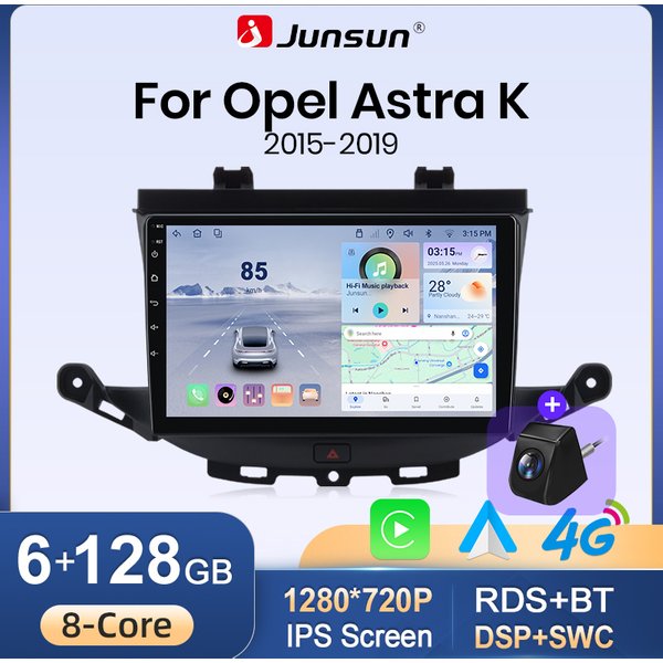 Junsun Android 15 Kabelloses CarPlay Android Auto Autoradio für Opel Astra K 2015-2019 GPS-Navigation Multimedia-Player WiFi 4G DSP RDS Bluetooth Split-Screen IPS Touchscreen Stereo-Headunit