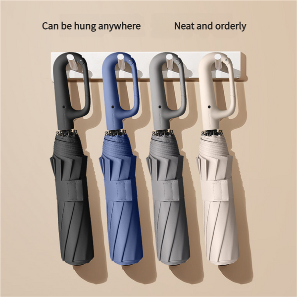 Parapluie pliant automatique renforcé pour hommes, 20 os, coupe-vent, solide, 105CM, grande poignée à boucle, résistant au vent et à l'eau