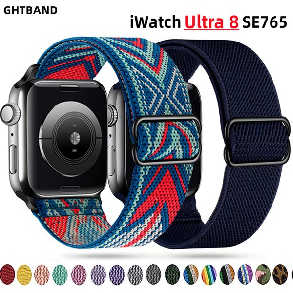 Armband für Apple Uhren armband 49mm 44mm 40mm 45mm 41mm 42mm 38mm verstellbares elastisches Nylon armband iwatch Serie 8 se 7 6 5 9 ultra