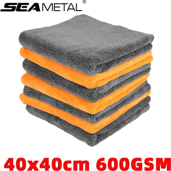 Serviettes en microfibre haut de gamme, 2 pièces, épaissies, détails automobiles, chiffon de séchage à l'eau, outils de nettoyage, soins de voiture, accessoires de lavage 40x40cm