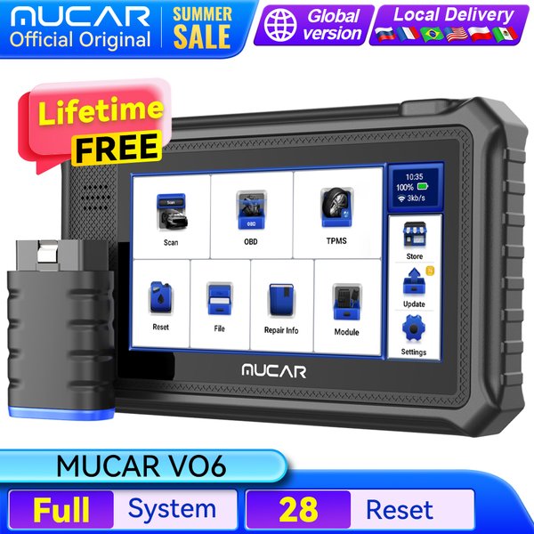 MUCAR VO6 Professionelle Autodiagnosetools, komplettes System, 28 Reset-ECU-Codierung, bidirektionaler Test, Löschfehlercode, OBD2-Scanner
