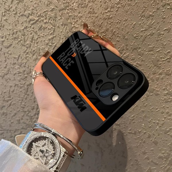 Motorrad-Rennsport K-KTMes Handyhülle aus Glas für Samsung S25 S26 S24 S23 Ultra iPhone 17 15 14 16 13 Pro Max Plus Cover