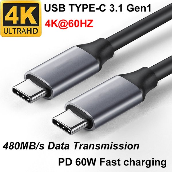 0,5M/1M/1,5M USB 3.1 TYP C Gen1 Daten 4K 60@HZ HD Schnellladung PD 60W KABEL für Telefon MacBook DELL XiaomI Laptop TV HDTV