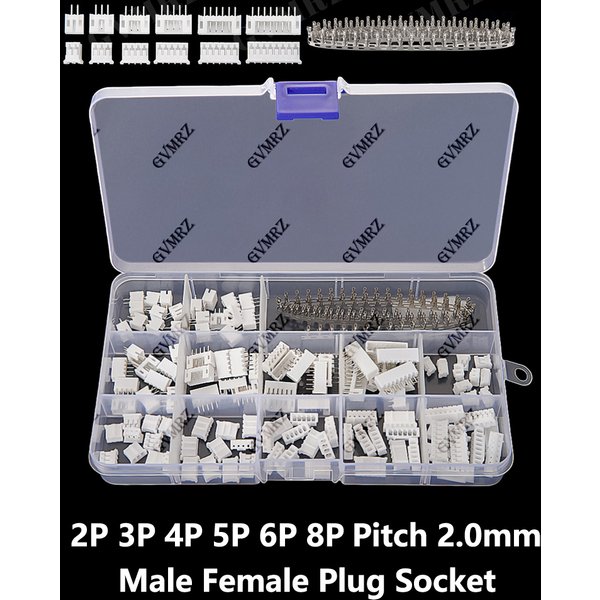 220-teiliges PH2.0 JST Stecker-Buchsen-Set, PH 2.0mm Steckverbinder-Kit, gerade Stiftklemmen 2P 3P 4P, 2.0mm Rastermaß, 5P 6P 8P