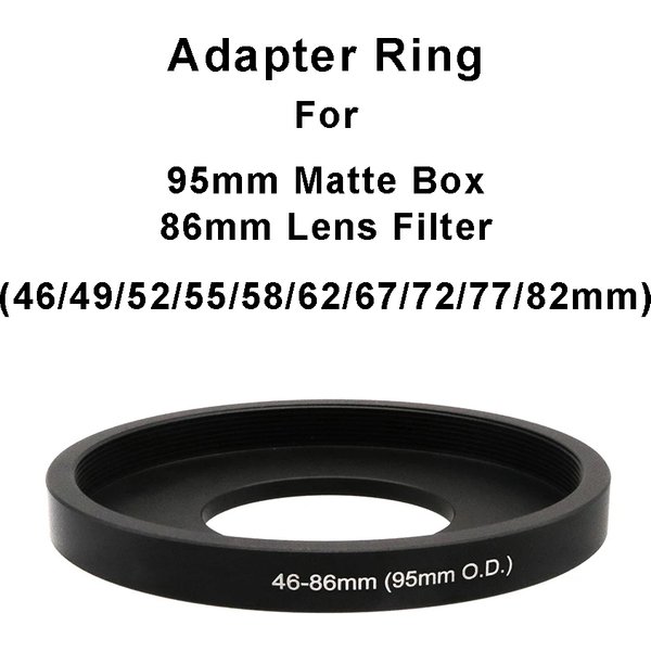 Für 95 mm Matte Box oder 86 mm Filter Matte Box Adapter Objektivfilter Step Up Ring 46/49/52/55/58/62/67/72/77/82 mm-86 mm (95 mm Außendurchmesser)