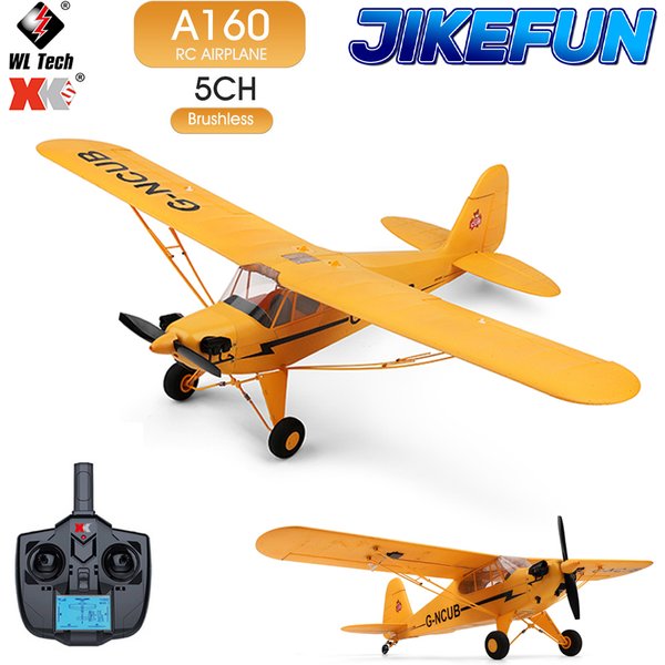 Wltoys XK A160 RC Flugzeug J3 Segelflugzeug 5CH 2.4G Ferngesteuertes Flugzeug 650mm Spannweite 3D6G Bürstenloser Motor Flugzeugspielzeug