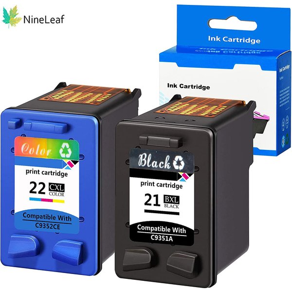 Cartouche d'encre fabriquée Ninescalp Remfil pour imprimante DeskJet OffSTRJet, compatible avec HP 21, 22, 21XL, 22XL, C9352CE, utilisée avec DeskJet f4140, f2110