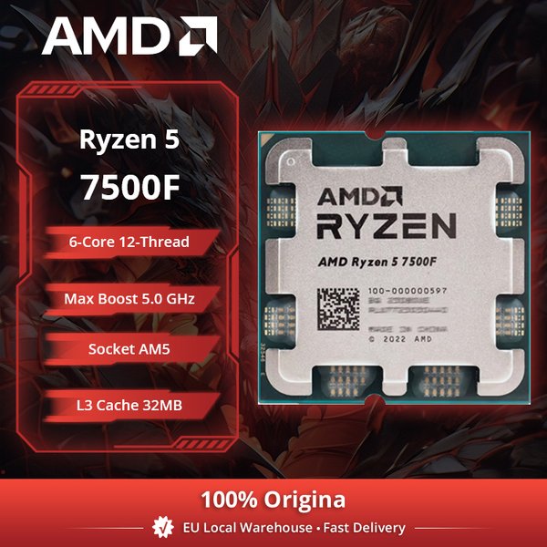 AMD Ryzen 5 7500F Desktop-Prozessor 6-Kern 5,0GHz 38MB Cache AM5-Sockel (Kühler Nicht Enthalten)