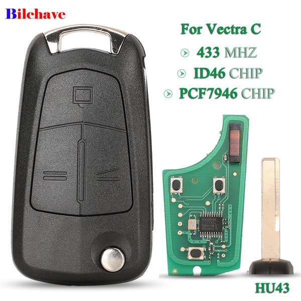 Jingyuqin – clé télécommande intelligente à 3 boutons pour Opel Vectra C Signium 2005-2008, 433Mhz, puce ID46 PCF7946, lame de remplacement HU43