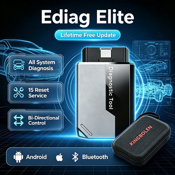 Lifetime Free Update KINGBOLEN Ediag Elite OBD2 Scanner, work for Android&IOS System, Car Full System Scanner with 15 Reset Service, Support CANFD Protocols, Bi-Directional Scan Tool, Auto VIN Scan
