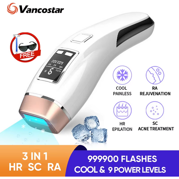 Vancostar-Épilateur laser 4 en 1, appareil d'épilation IPL 999000 flash, refroidissement, traitement de l'acné, dispositif de remodelage pour tondeuse bikini à domicile