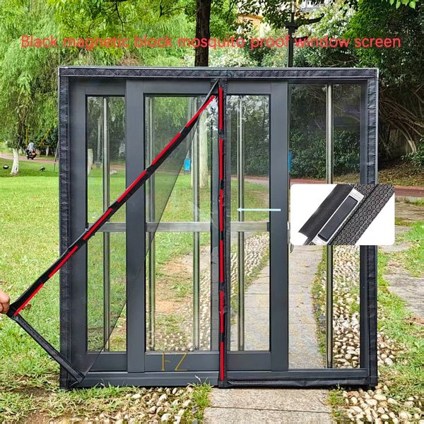 Sommerliches, anpassbares magnetisches Fliegengitter für Fenster, selbstklebend, staub- und mückensicher, ohne Bohren installierbar