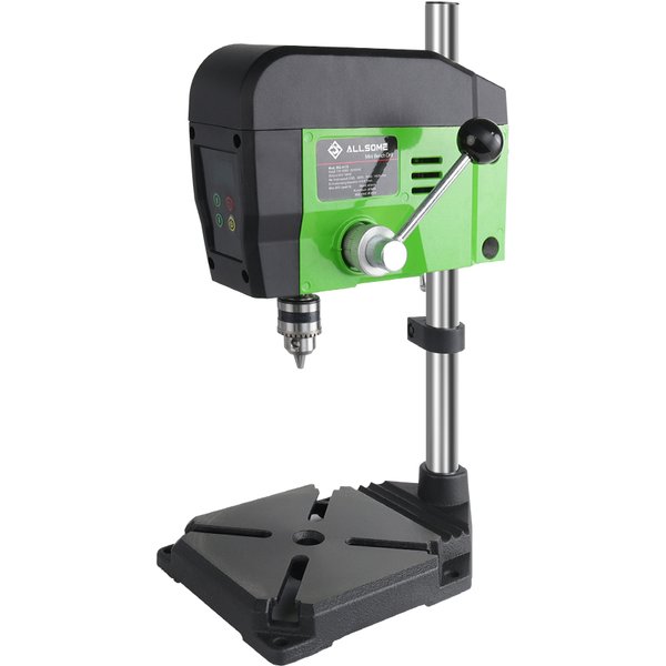 Allsome 4-Gang-Tischbohrmaschine aus Gusseisen, Bohrmaschine, kompatibel mit 18-V-Akku und AC-220-V-Adapter von Makita