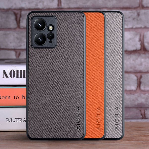Luxury Textile Leather Case for Xiaomi Redmi Note 12 4G Soft TPU with Hard PC 3in1 Material Camera Protection Cover