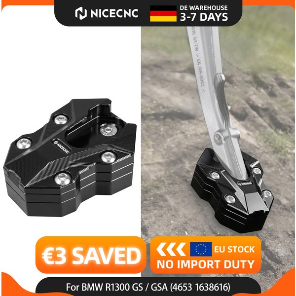 NICECNC Für BMW R1300 GS R1300 GSA R1300GS Adventure 2024–2025 Ersatz 4653 1638616 Seitenständer-Verlängerungsplatte Seitenständer-Vergrößerungspad mit adaptiver Höhenverstellung
