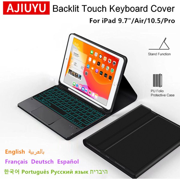 Ajiuyu Tastatur hülle für iPad 9,7 Zoll 10,2 10,5 5. 6. Luft 3. 4. 10. Pro 11 Magic Smart Cover Backlit Track pad