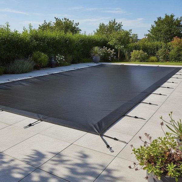 Rechteckige Poolabdeckung, 500 x 300 cm, PE, schwarz