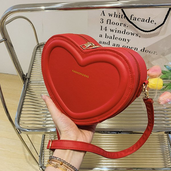 Heißer Verkauf Herz Form Umhängetaschen Für Frauen Solide Pu Leder Schulter Taschen Mode Handtaschen