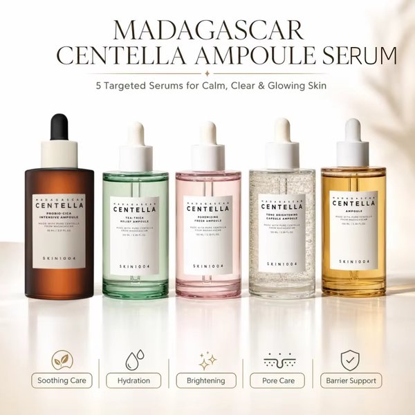 SKIN1004 Centella Ampullen-Set 6 Varianten Koreanische Hautpflege für Empfindliche Haut Beruhigung, Akne-Pflege, Aufhellung & Barriere-Reparatur
