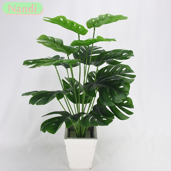 Feuille arrière de tortue artificielle, Simulation de fausses fleurs de haute qualité, 18 fourchettes, feuille arrière de tortue, Simulation créative, plante murale en pot