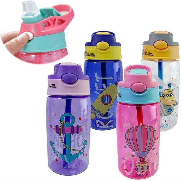 480Ml Kids Sippy Cup Water Bottles Creative Cartoon Feeding With Straws And Lids Spill Proof Portable Toddlers Drinkware