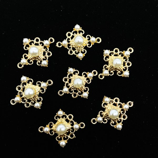 Pendentif en alliage de perles dorées, 10 pièces, bouton décoratif, ornements à dos plat, bijoux, boucles d'oreilles, ras du cou, vêtements pour cheveux, accessoires artisanaux de bricolage