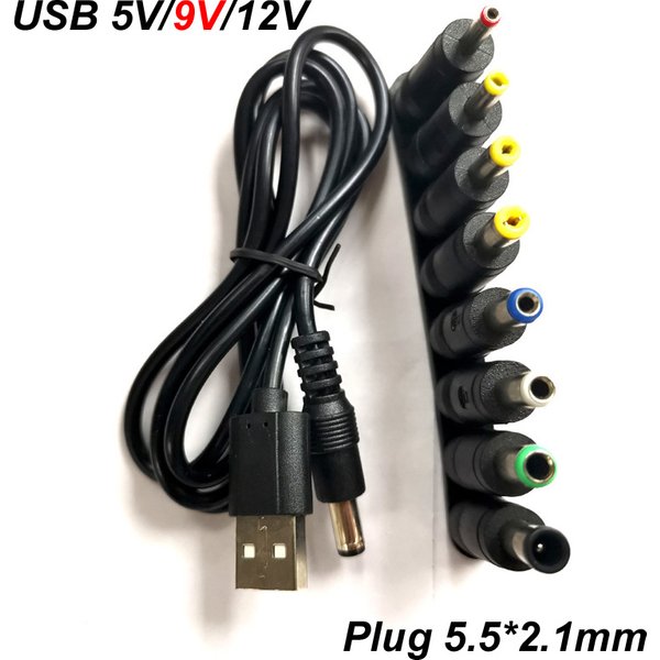Connecteur de câble WiFi vers Powerbank 5.5x2.1mm, DC 5V à 9V 12V, câble USB, convertisseur Boost, cordon élévateur pour routeur Wifi, ventilateur de Modem 8 P