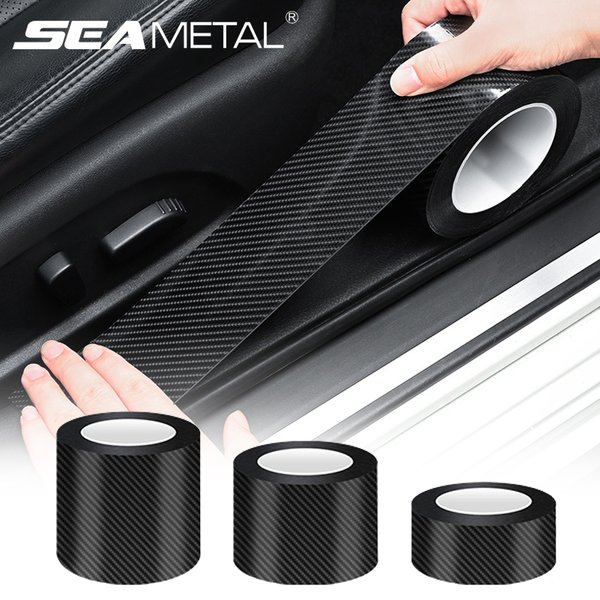 SEAMETAL – autocollant de protection de seuil de voiture en Fiber de carbone 5D, Film de protection anti-rayures pour bord de porte, Nano bande étanche pour voiture