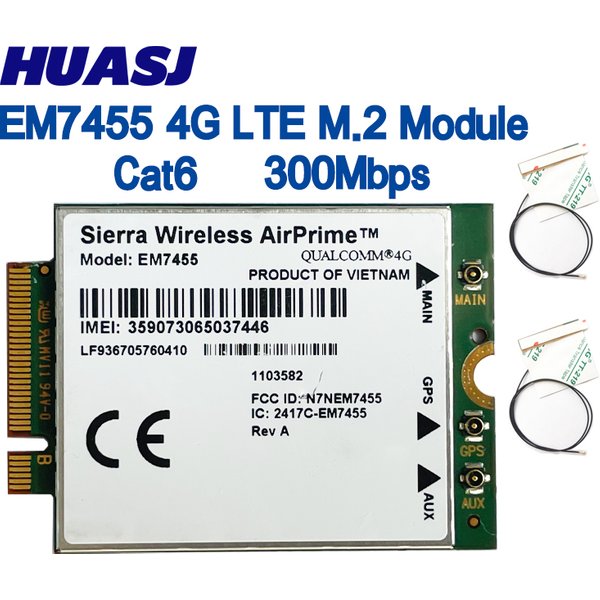 Huasj WWAN Wireless EM7455 1103582 FDD/TDD LTE Cat6 NGFF M.2 4G MODULE 4G CARD 300Mbps For Laptop and 4G router