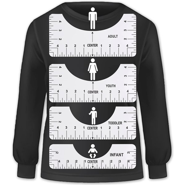 4 Pcs T Shirt Alignment Ruler Transparent Acrylic Alignment Graphics Ruler for Clothes Front Back Measurement Sewing Guide Tool