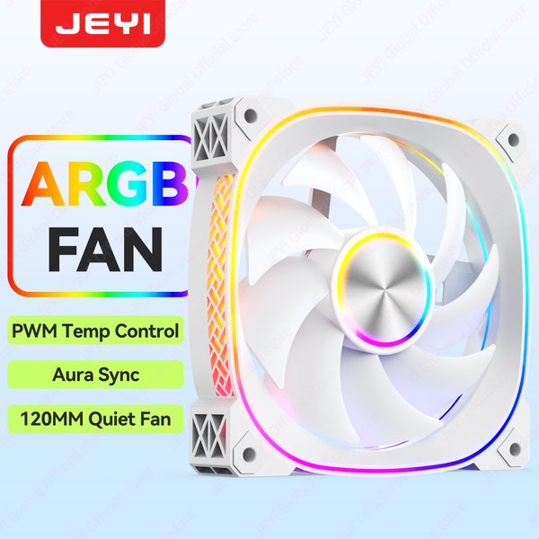 JEYI 120MM PC-Lüfter ARGB Kühllüfter PWM-Lüfter 30dB(A) Geräuscharm mit synchronisierter Beleuchtung 5V3Pin Gehäuselüfter für Gaming-PC-Gehäuse