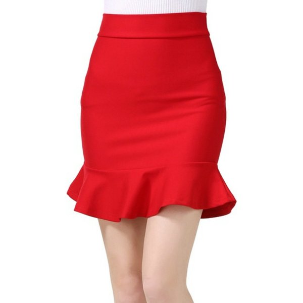 Hohe Elastische Nylon Baumwolle Frauen Neue Hohe Taille Paket Hüfte Schlank Fischschwanz Bleistift Rock Plus Größe S-5XL