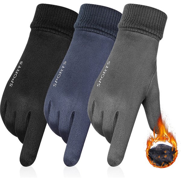 Deerskin Warm Gloves for Men Women Winter Touch Screen Snow Soft Fleece Sports Elastic Motorcyclist Gloves Cycling Skiing Suede