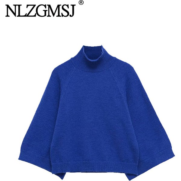 NLZGMSJ – pull tricoté décontracté pour femme, ample, manches longues, col mi-haut, surdimensionné, chaud, Y2K, automne