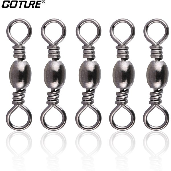 Goture 200pcs Fishing Rolling Swivel Snap Drag 16kg-70kg Stainless Steel Fishhooks Barrel Swivel Fishing Tackeles Line Connector