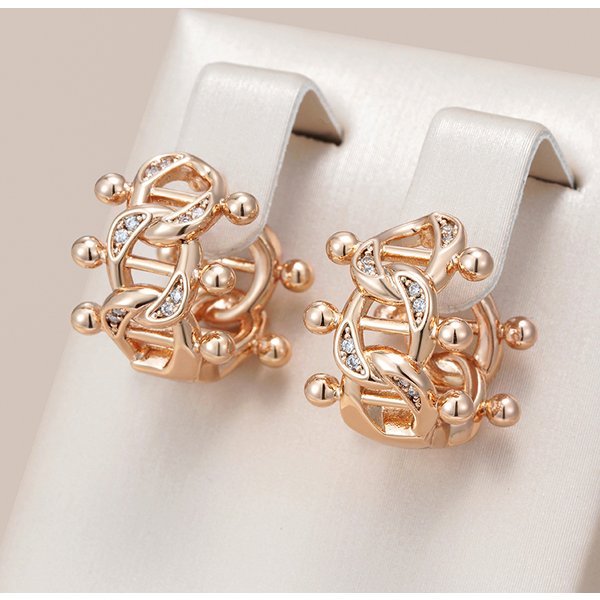 Kinel Trendy 585 Rose Gold Color Hoop Earrings For Women Delicate Natural Zircon Accessories Vintage Bride Daily Fine Jewelry
