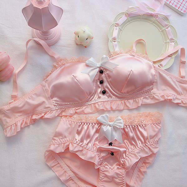 Ensemble de soutien-gorge doux et confortable pour fille, lingerie rétro japonaise, sous-vêtements pour petite poitrine, nœud mignon, vêtements de maison pour dormir, sans anneau en acier