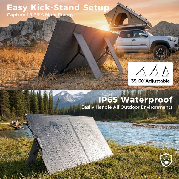 CTOLITY Tragbares 100W Solarpanel ETFE 20,5V Wasserdichtes Faltbares Solarenergiesystem für Solargenerator, Camping, Wohnmobil, Yacht und Netzunabhängige Stromversorgung SPC100