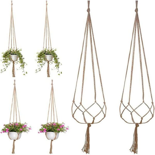 1/2/3pcs Flower Pot Hemp Rope Hanging Net Straw Macrame Plant Hanger Garden Holder Legs Hanging Rope Basket Balcony Decor