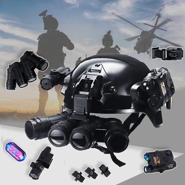 Fast Tactical Children's Helmet Set with Four-Eye Night Vision Model Flashlight Laser Sight Multifunctional Boy Airsoft Helmet